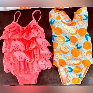 2 One Piece Swimsuits and Swimsuit Coverup 12 months